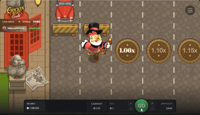 Chicken Road Gold — شوارع لندن، ذهب وبرونز
